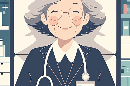Smiling Medical Professional in a Modern Healthcare Setting with Approachable V, a Photo by AS photostudio