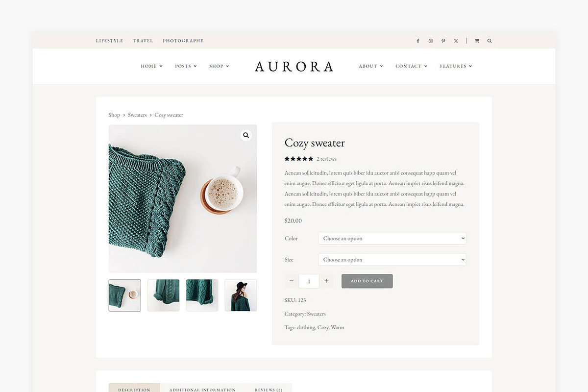 Aurora - WordPress Blog & Shop Theme, a WordPress Template by Lucid Themes (Photo 8 of 8)