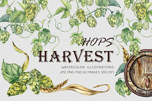 Harvest Hops watercolor clipart