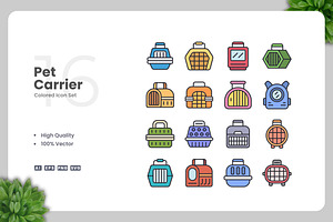 Pet Carrier Colored Icons, an Icon by Upnowgraphic