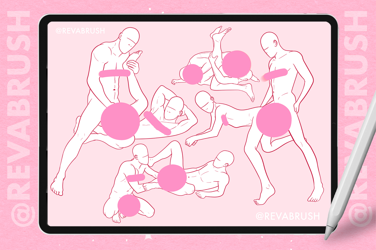 Procreate Male pose anatomy brushes, a Brush Add-On by Revabrush (Photo 5 of 6)
