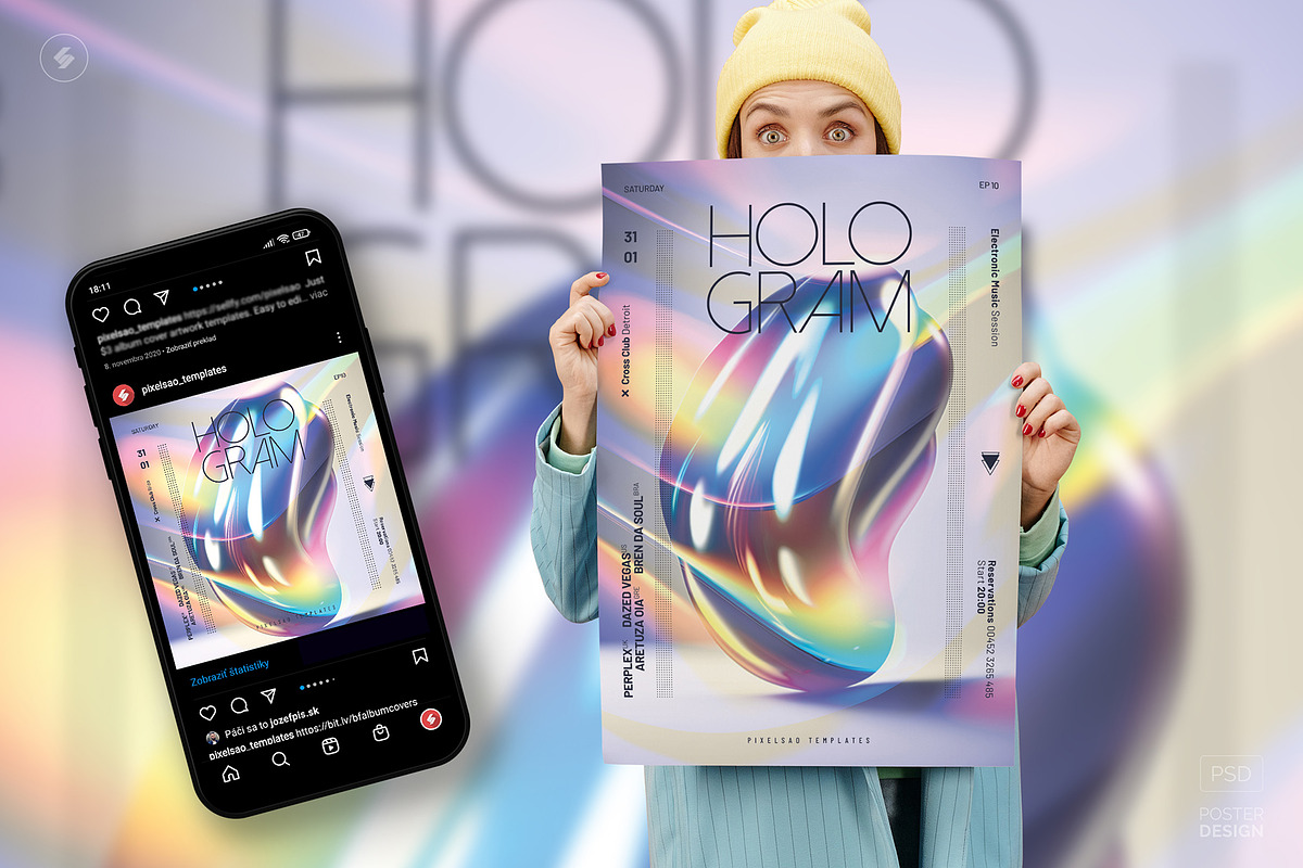 Hologram Party Flyers, Posters Pack, a Poster Template by pixelsao (Photo 20 of 23)