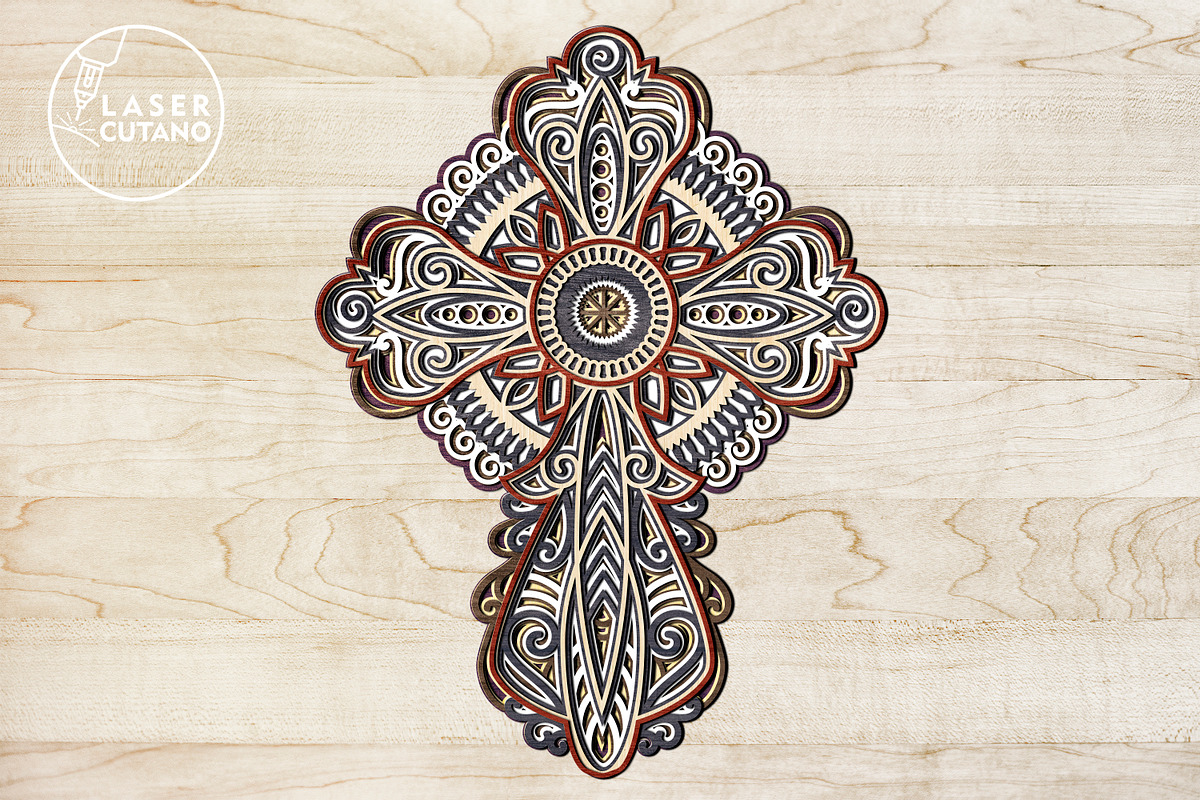 CROSS Multilayer Template,Wall Decor, a Design Template by LaserCutano (Photo 6 of 7)
