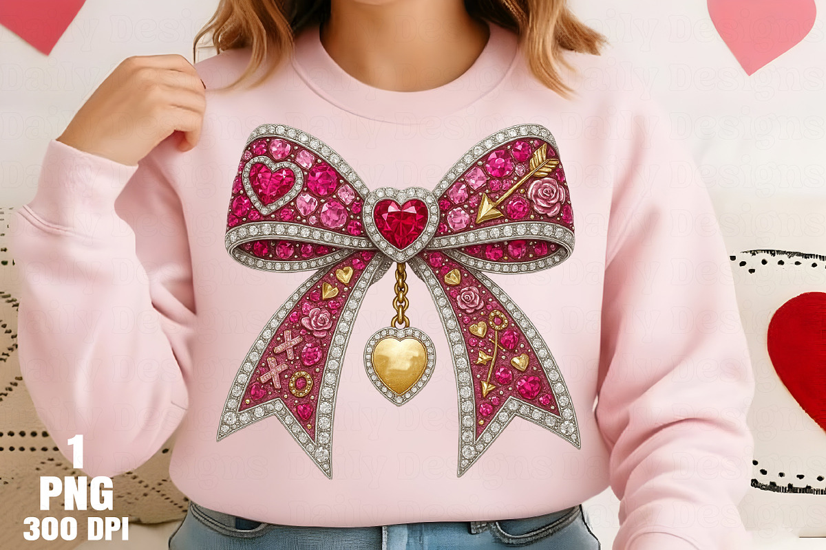 Rhinestone Valentines Bow Png, an Illustration by Daily.Designs (Photo 2 of 5)