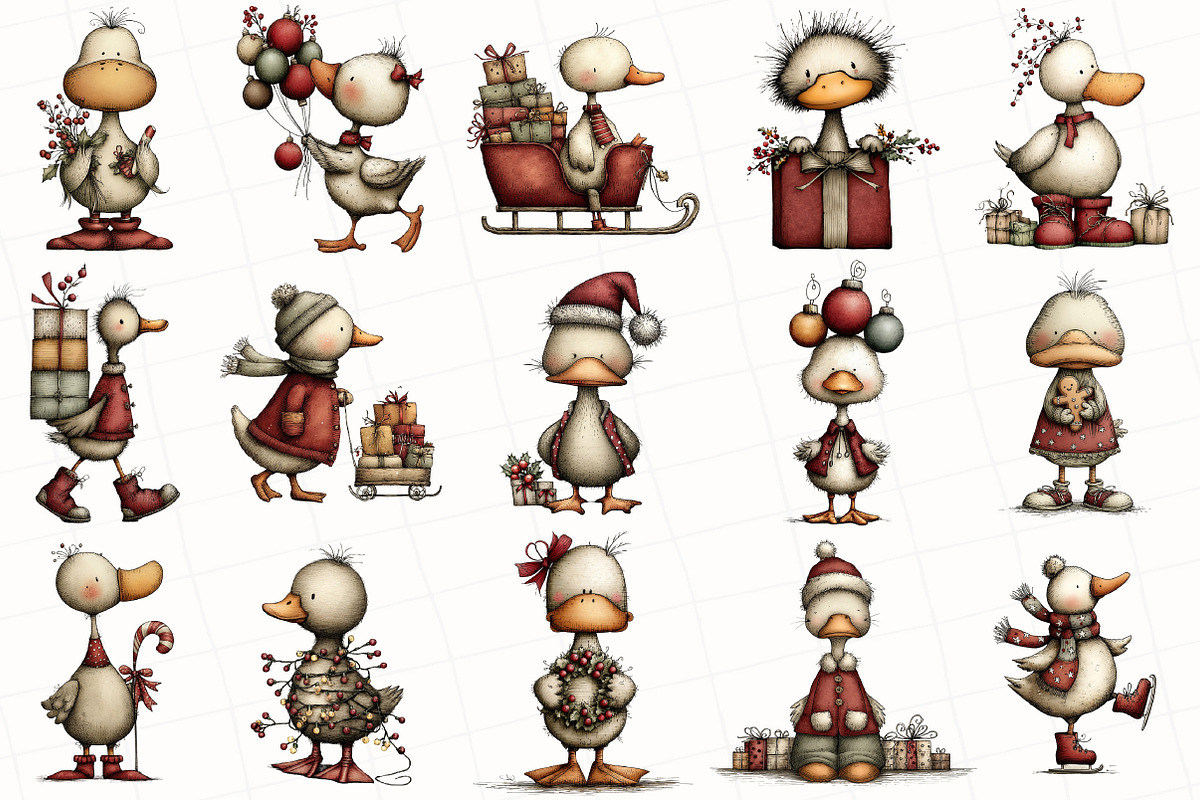 Christmas Whimsical Goose Clipart, an Illustration by OK Design (Photo 4 of 6)