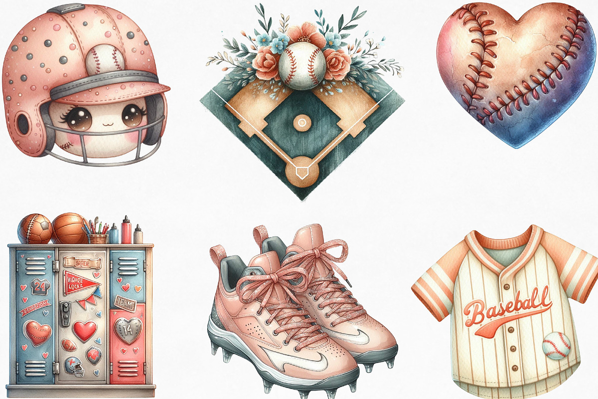 Retro Girly Baseball Sublimation, an Illustration by Designking (Photo 2 of 4)