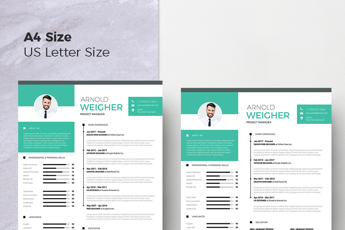 Modern Resume & CV Template, a Resume Template by Hito Graphic (Photo 8 of 8)