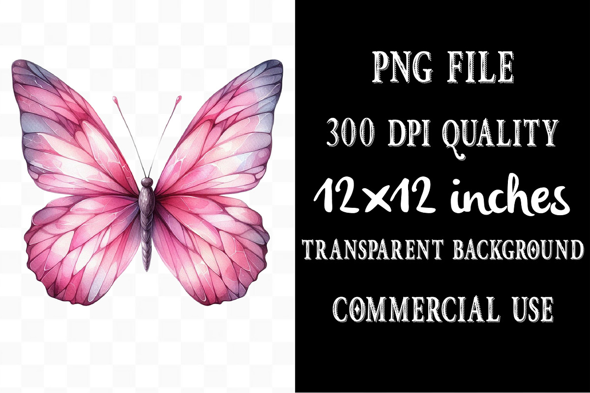 Pink Butterfly Clipart, an Illustration by Designking (Photo 4 of 5)