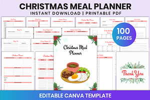 Christmas Meal Planner For Canva, a Stationery Template by Shumaya