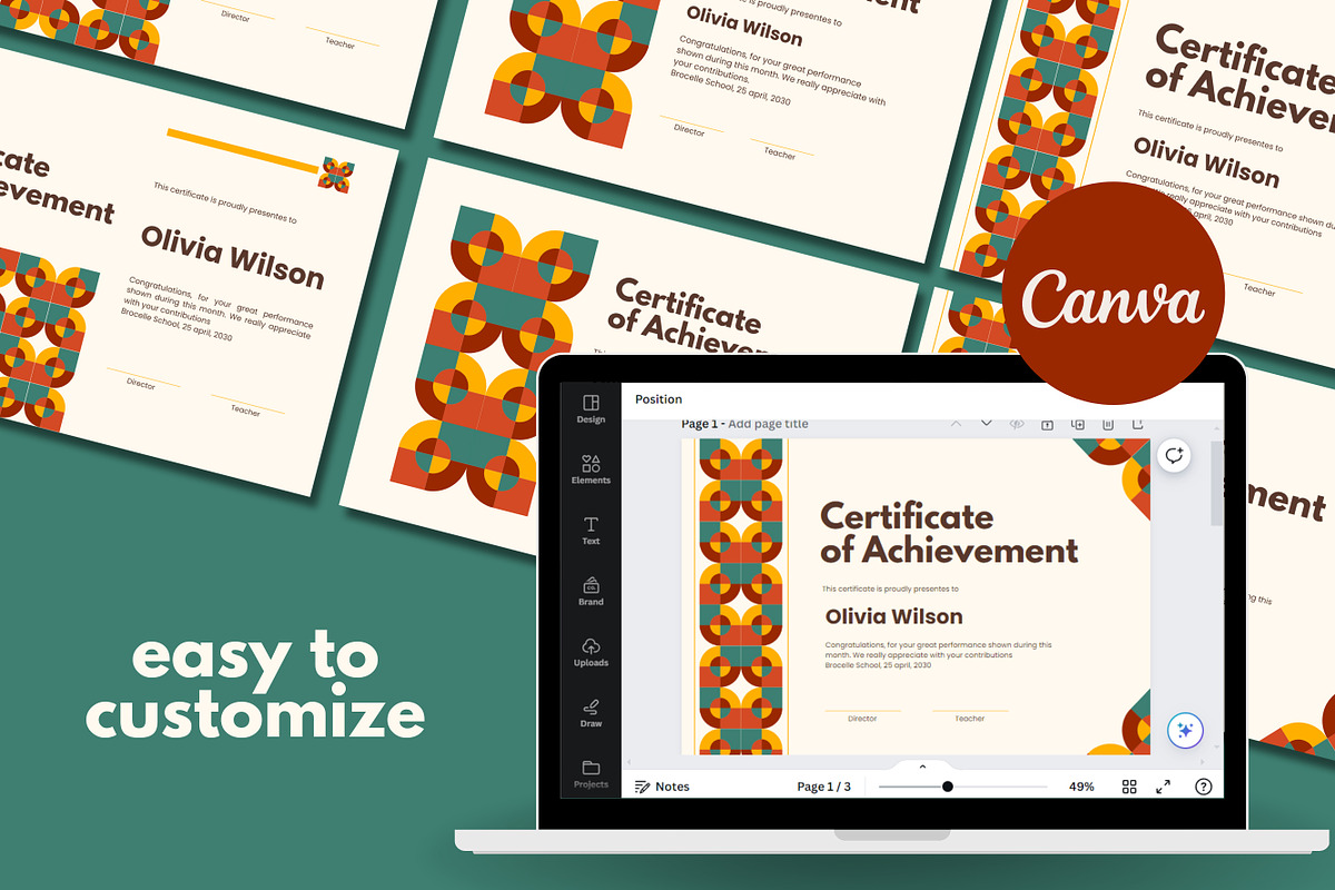 Modern Canva Certificates Templates, a Templates & Theme by TemplateCastleStore (Photo 2 of 3)