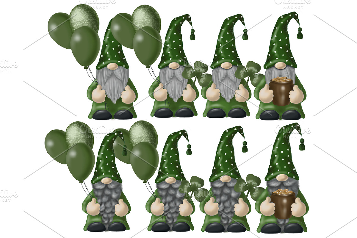 St Patrick gnomes clipart png, an Illustration by KupalinaArt (Photo 2 of 5)