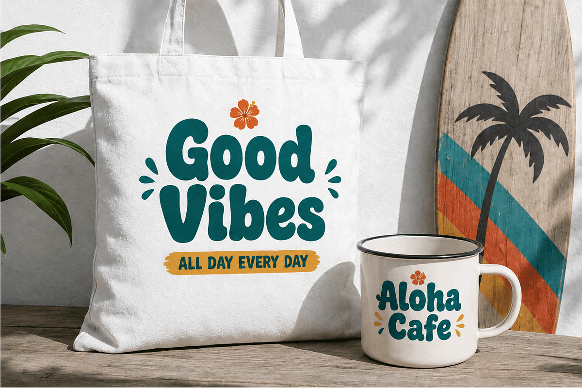 Aloha Vibes - Fun Hawaiian Display, a Handwritten Font by overlaytemplates (Photo 2 of 5)