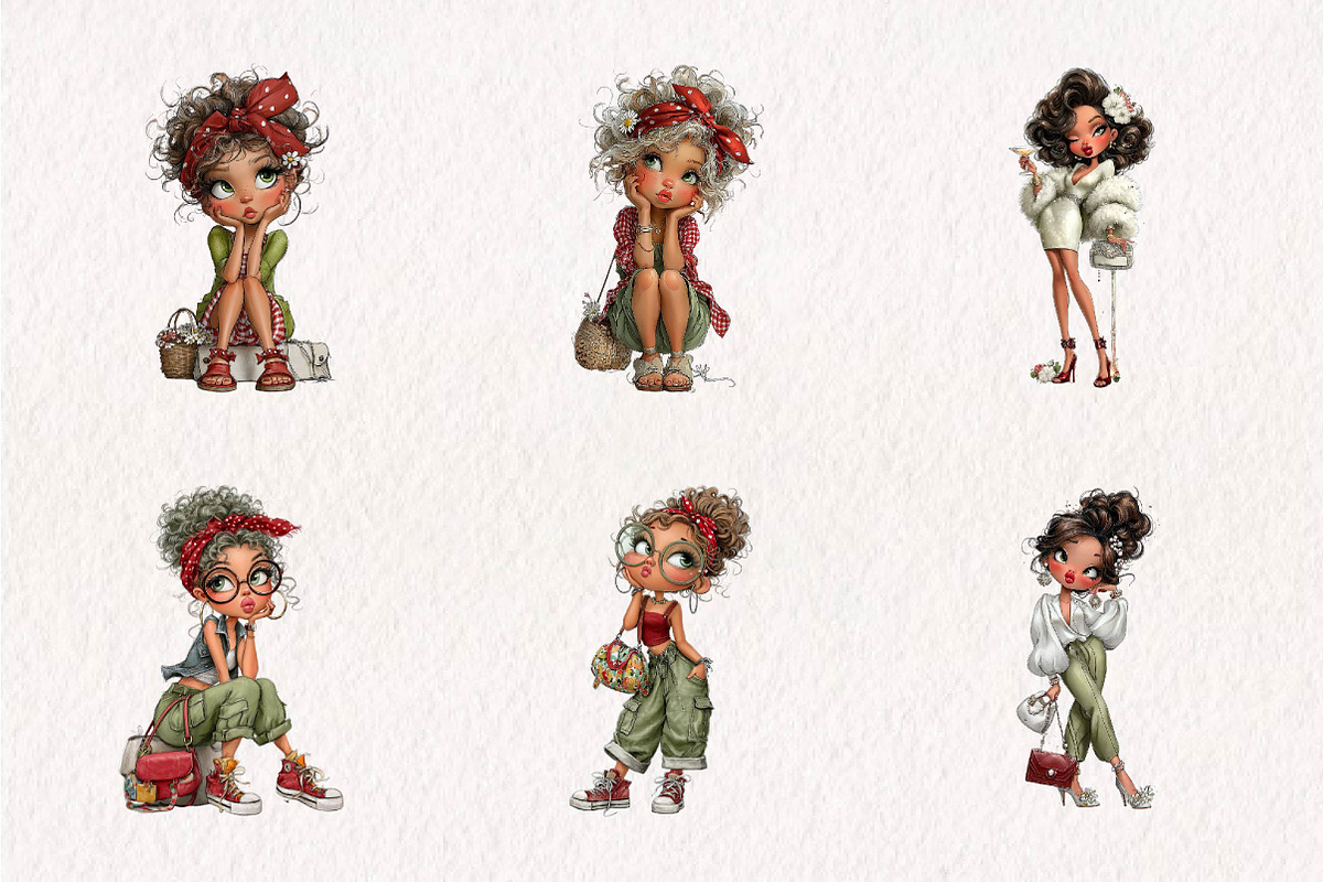 Cute Fashion Girl Clipart Bundle, a Seasonal Illustration by CreationArt (Photo 4 of 7)