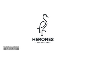 Herones Line Art Logo, a Branding & Logo Template by ivan_artnivora