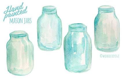Watercolor Mason Jars