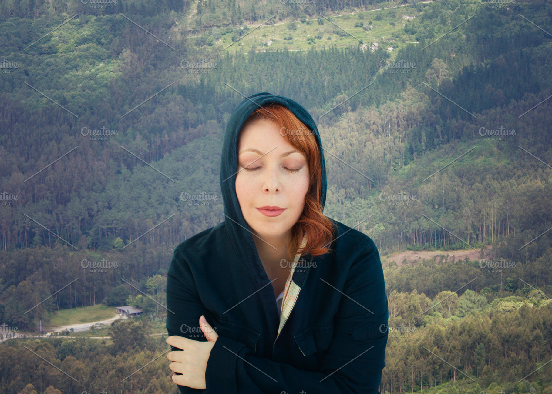 The forest featuring woman, red hair, and forest, a Person Photo by Geasuha