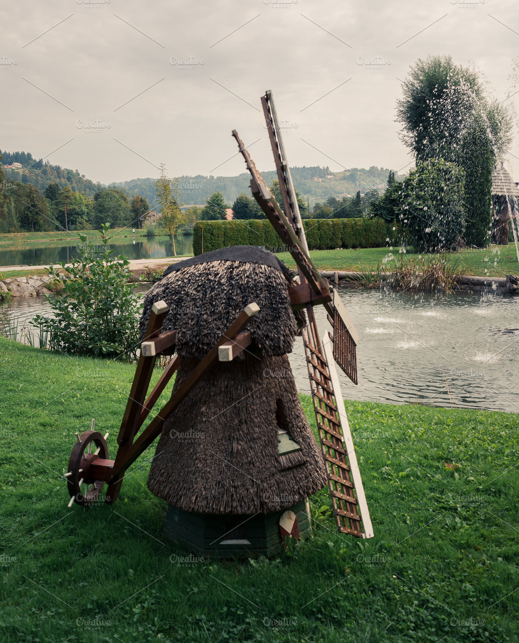 Small water mill in the park, a Background Photo by HrastovaSiska