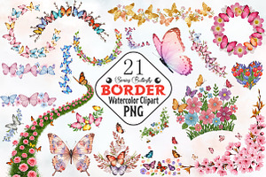 Spring Butterfly Border Clipart, an Illustration by RobertsArt