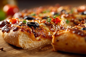 Close up of a freshly baked pizza, a Food & Drink Photo by MistyDay