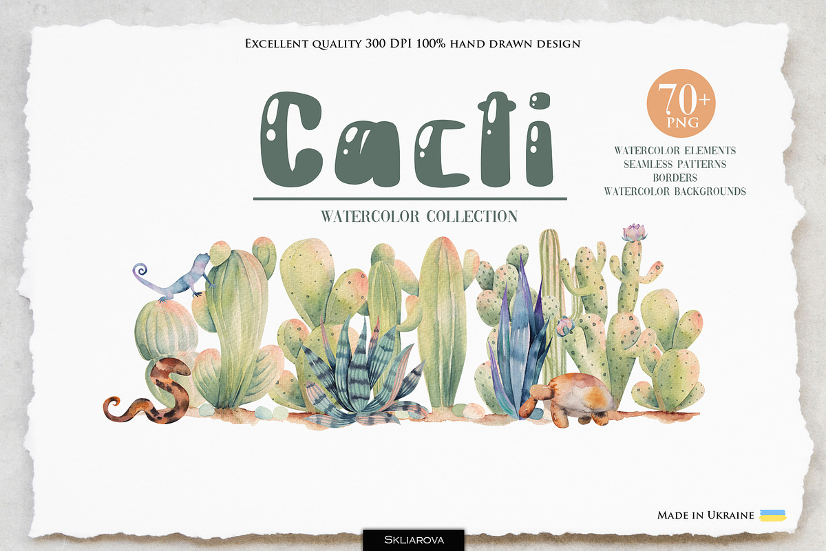 Cacti watercolor collection, an Object Illustration by Skliarova (Photo 1 of 10)