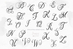 Fancy Script Monogram Svg Cut 107