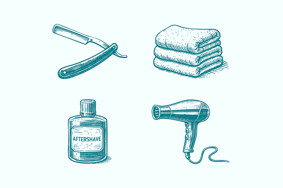 Barbershop Illustration Set, a Work Illustration by ™Creasi (Photo 2 of 6)