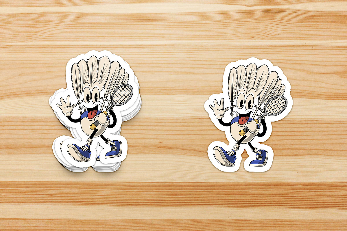 shuttlecock mascot with racket, an Object Graphic by Judsart (Photo 3 of 3)