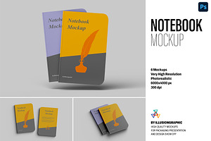 Notebook Mockup - 6 views, a Product Mockup by Illusiongraphic