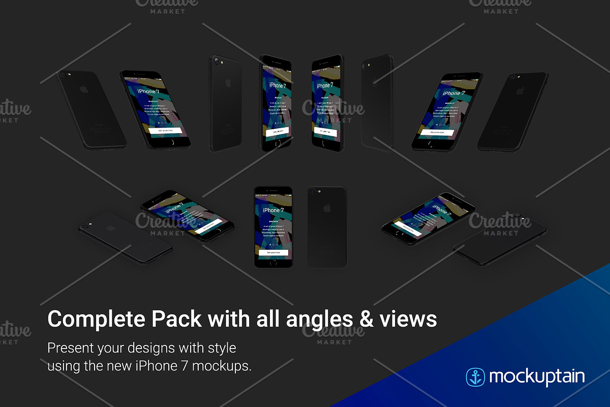 Iphone 7 Mockup Black Full Pack, an iPhone Mockup by mockuptain (Photo 5 of 7)