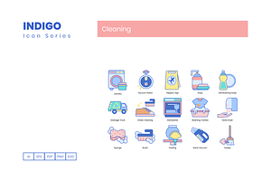 65 Cleaning Icons - Indigo Series