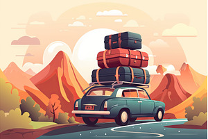 car with suitcases on the roof, a Transportation Photo by Sergey Kotenev