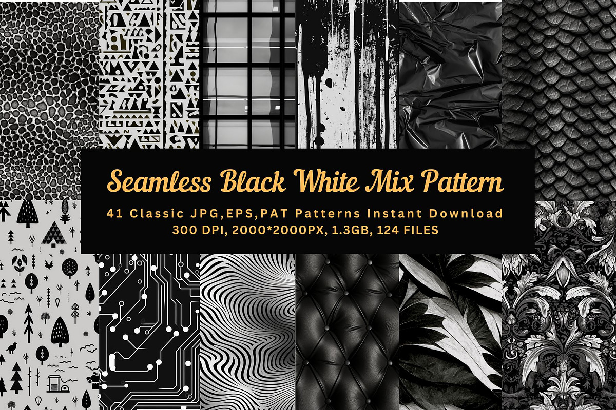 41 seamless black white mix pattern, a Pattern Graphic by ARTOZEN DIGITAL (Photo 1 of 14)
