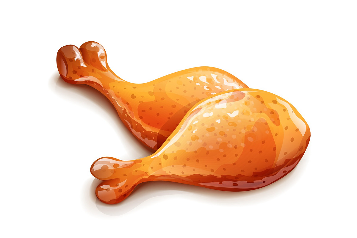 Chicken leg. Meat food., a Food Illustration by Aleksangel