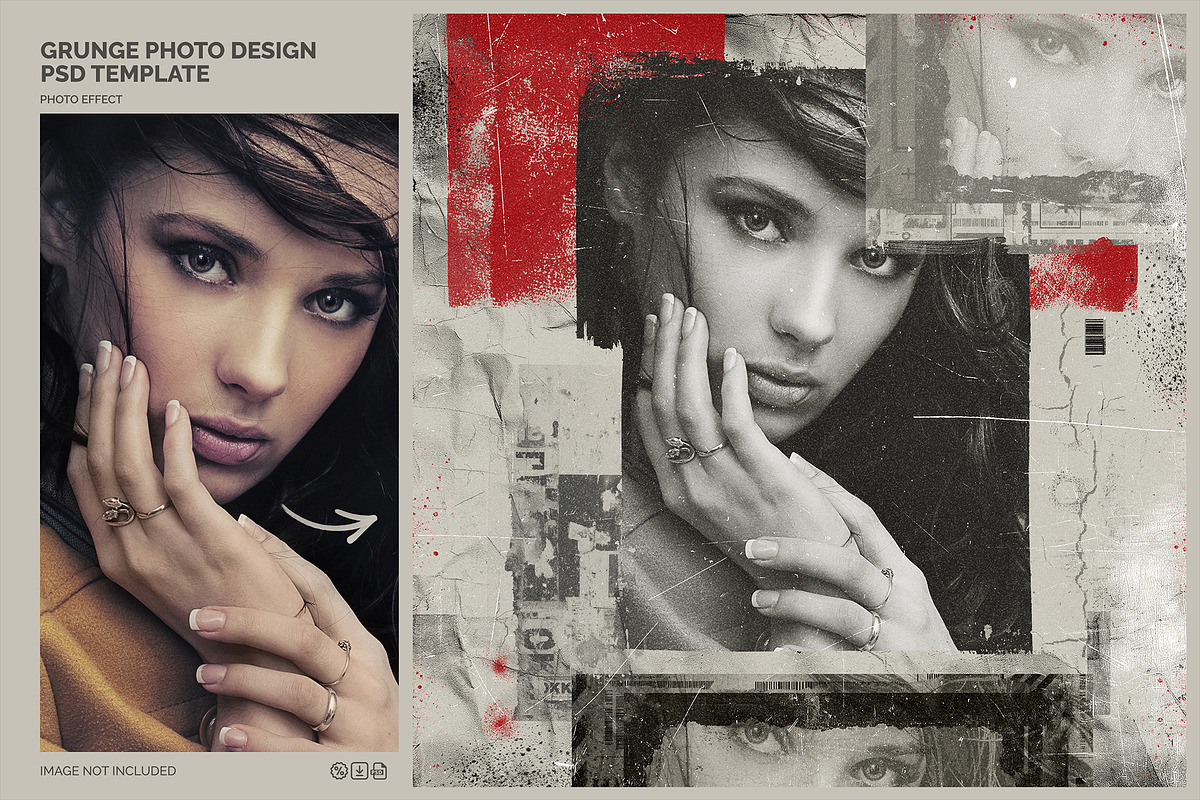 Grunge Photo Design PSD Template, a Layer Style Add-On by iHemalaya (Photo 1 of 3)