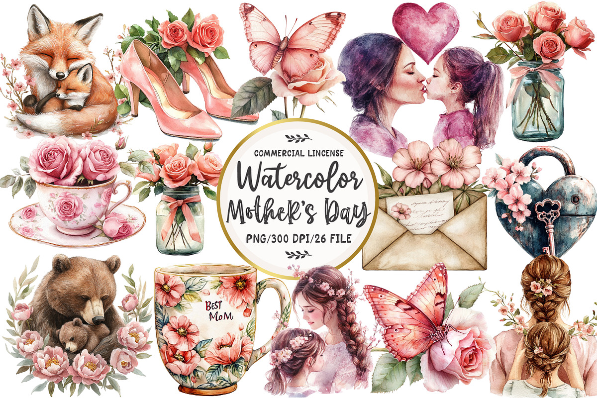 Blush Pink Mother's Day Clipart, an Illustration by OK Design (Photo 1 of 5)