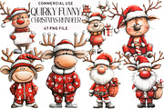 Quirky Funny Christmas Reindeer Clip, an Illustration by Daily.Designs (Thumbnail 1 of 5)