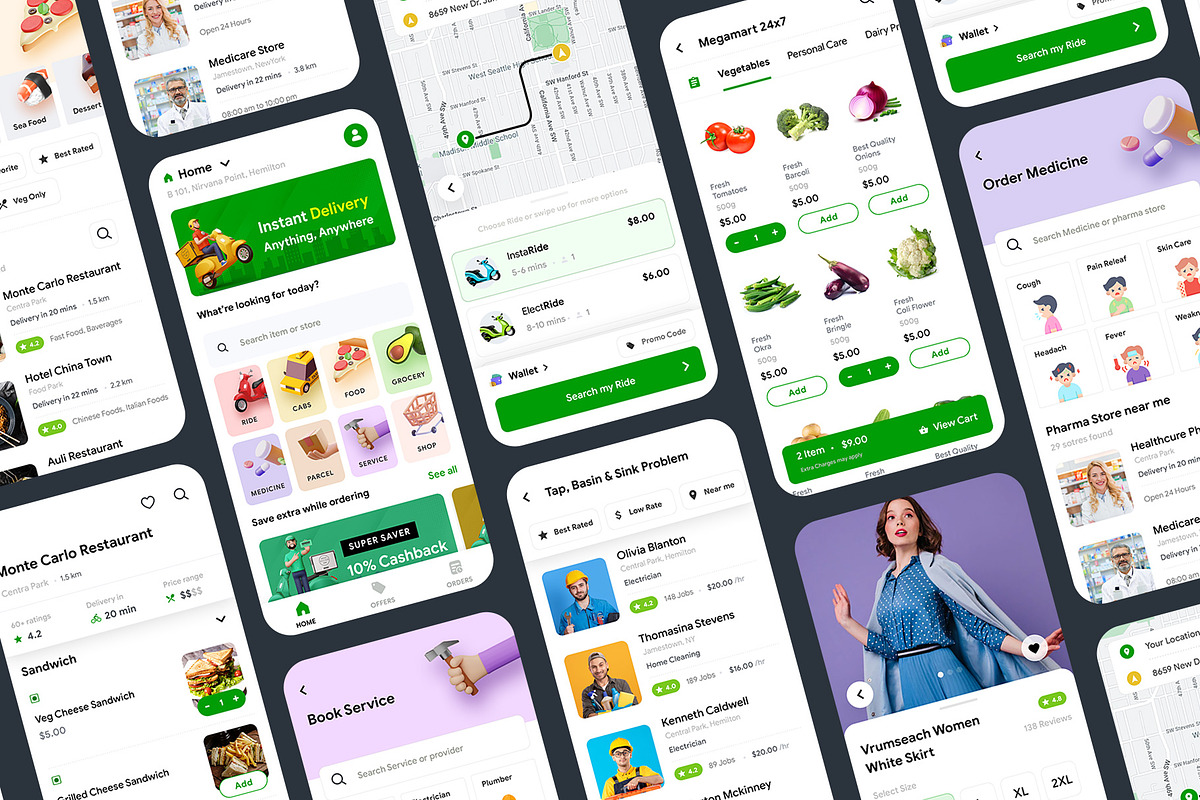 8 in 1 multi-service App UI Kit|DeliGo