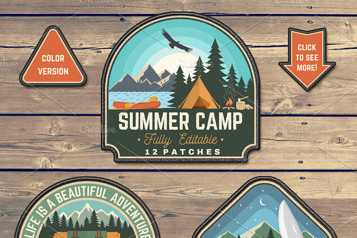 Summer Camp Patches Part 2, a Branding & Logo Template by sivVector (Photo 2 of 2)