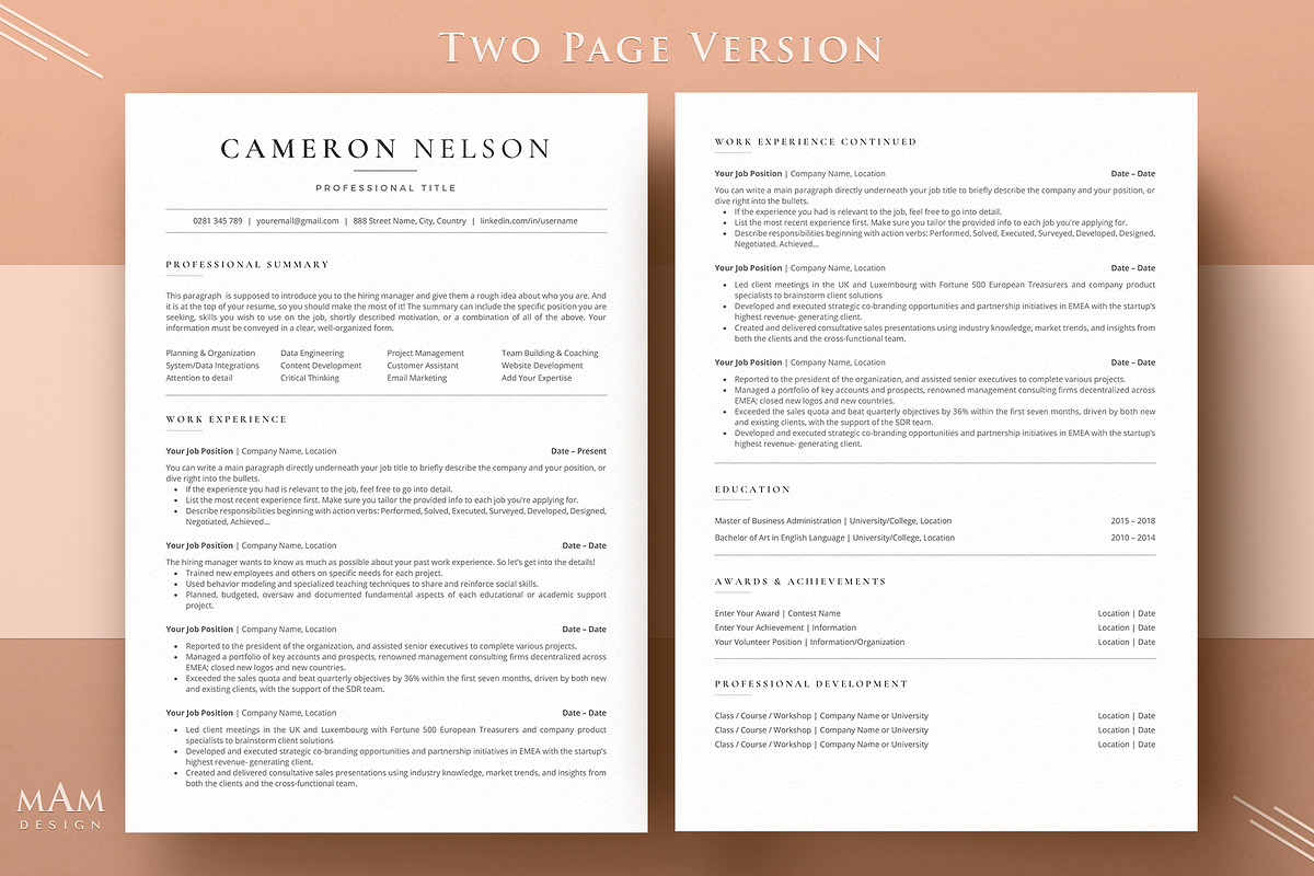 Minimalist ATS Friendly Resume, a Resume Template by MAM Design (Photo 3 of 10)