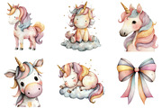 Watercolor Cute Unicorn Clipart, an Illustration by Sublimation Artist (Thumbnail 5 of 7)