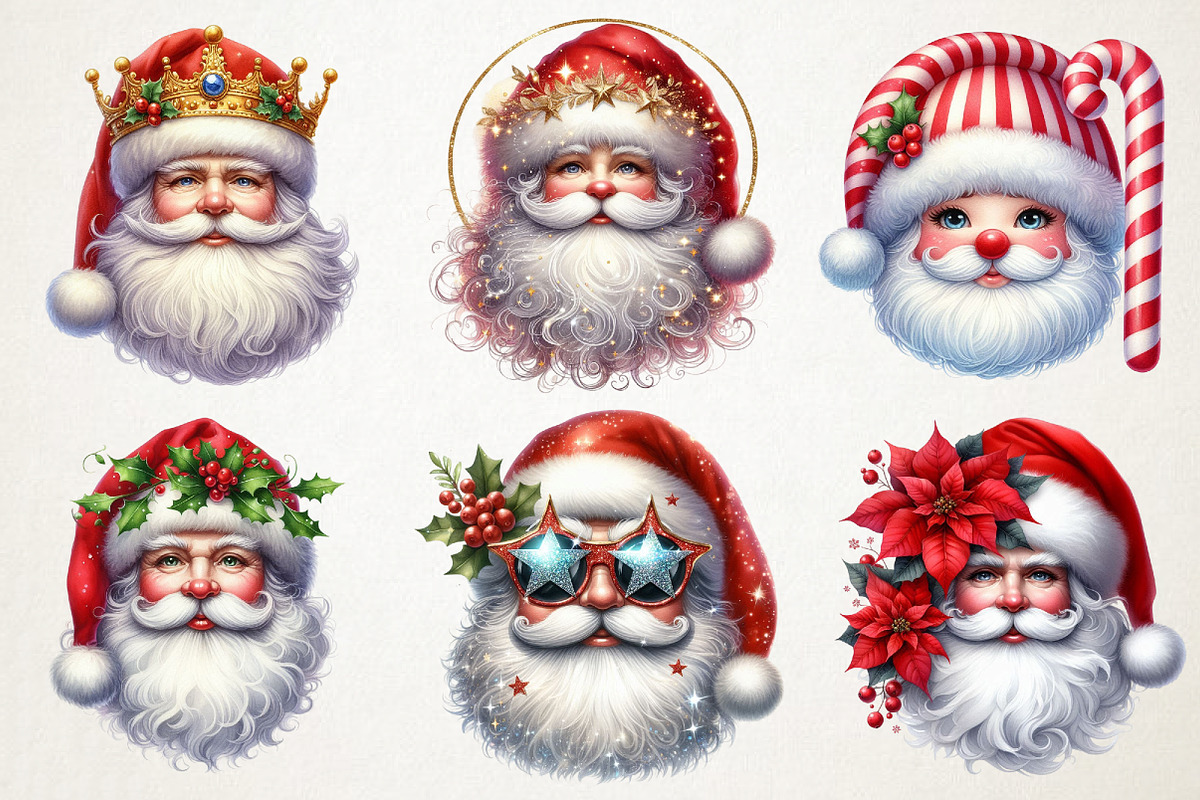 Jolly Santa Faces Clipart Collection, an Illustration by RobertsArt (Photo 3 of 7)