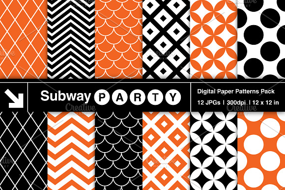 Halloween Retro Geo Patterned Papers preview 2