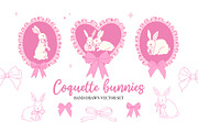 Coquette Bunnies hand drawn vectors, an Animal Illustration by yabluko_draws (Thumbnail 1 of 6)