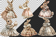 Watercolor Bunny Tea Party Clipart, an Illustration by NiiiNArt (Thumbnail 9 of 10)
