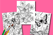 Butterfly Coloring Book for Adults, an Animal Illustration by Design Zone (Thumbnail 5 of 7)
