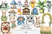 Little valley watercolor clipart, an Illustration by Design Market (Thumbnail 1 of 5)