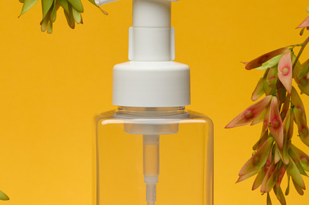 Transparent square pump bottle for cosmetics with white dispense