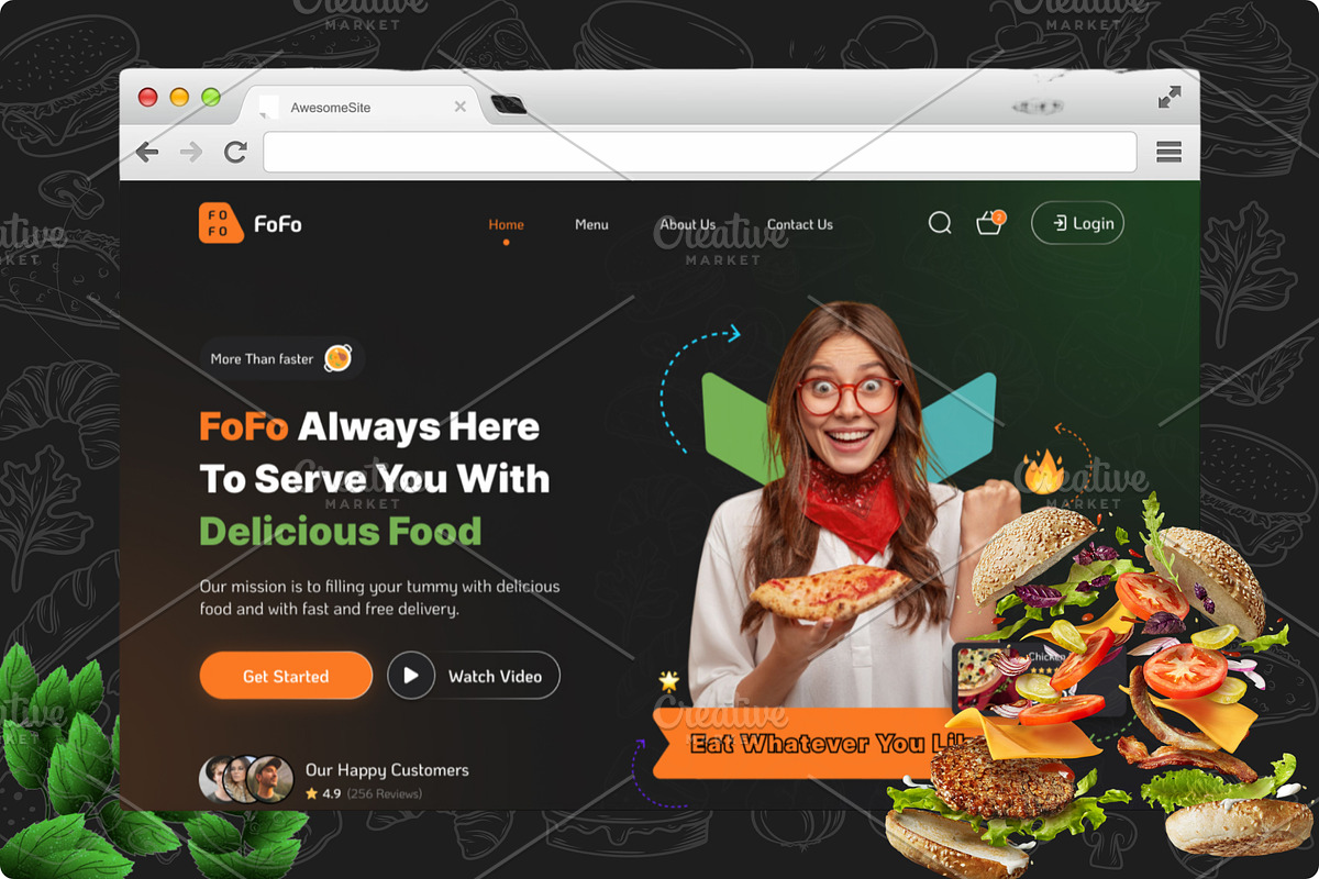 Fast Food Website Landing Page Temp., a Landing Page Template by DesignBox (Photo 2 of 2)
