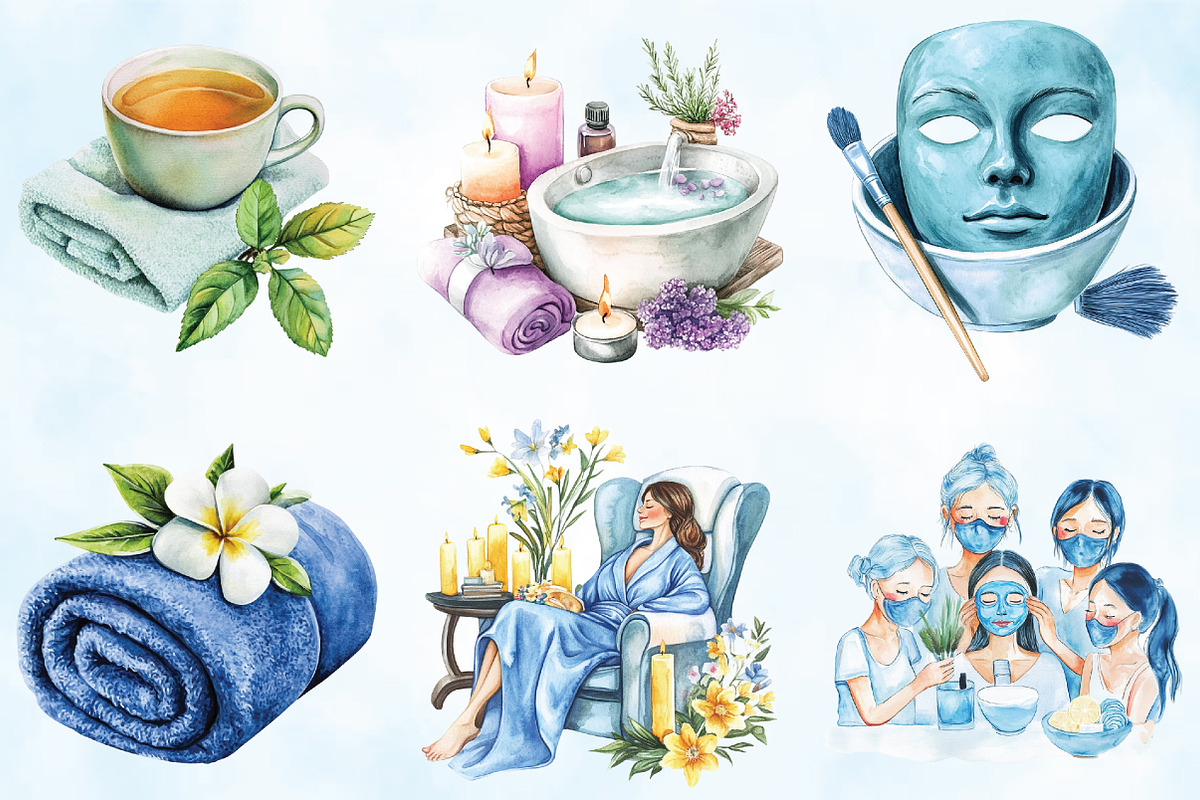 Spa Mothers Day Watercolor Clipart, an Illustration by Craft Nest (Photo 4 of 5)