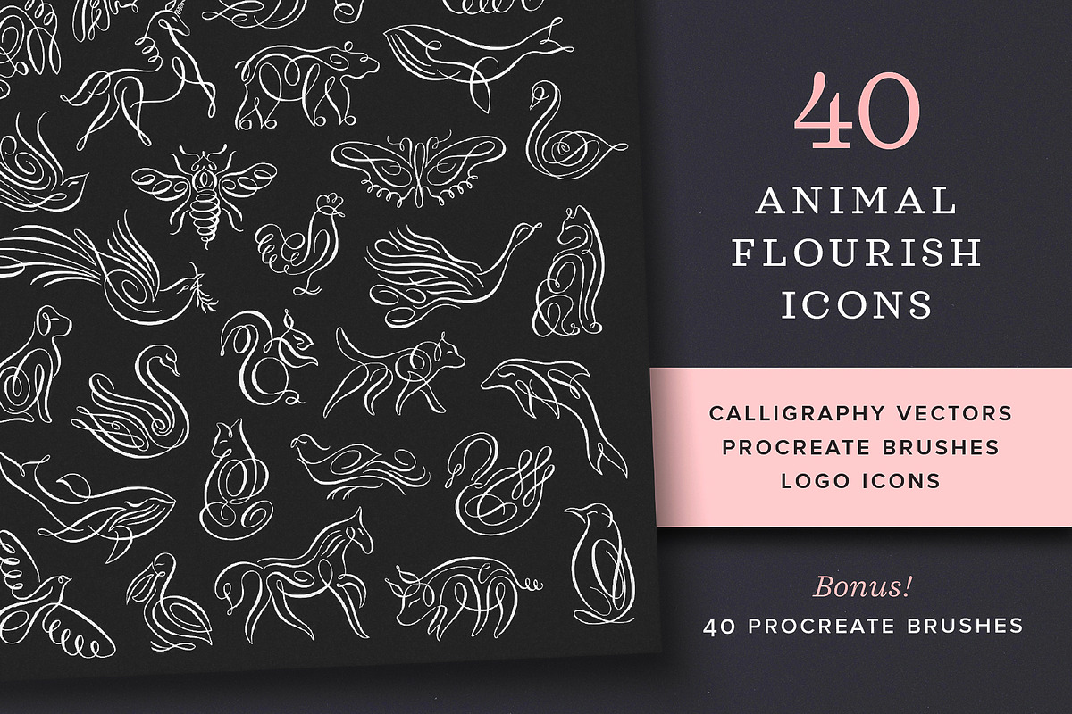 Animal Flourish Icons & Brushes, an Icon by Molly Suber Thorpe (Photo 1 of 11)